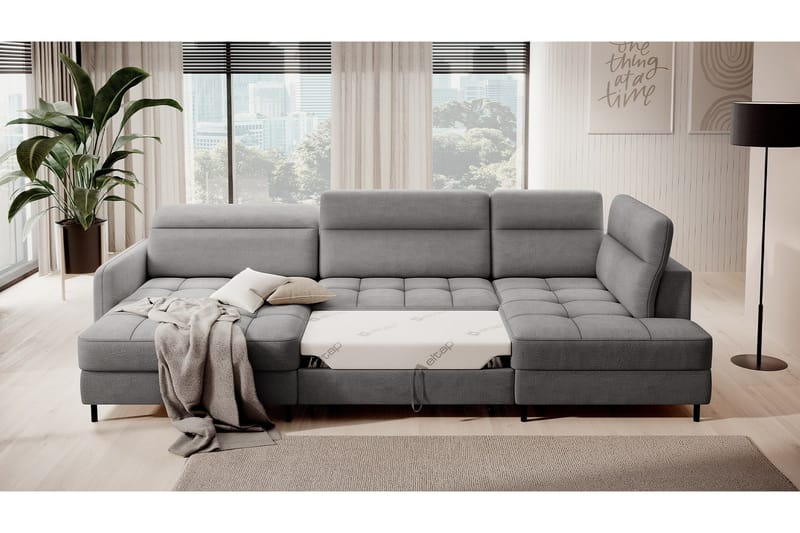 Berrto Sofa med Divan og Chaiselong 5-Pers. - Lysgrå - Møbler - Sofaer - U Sofa