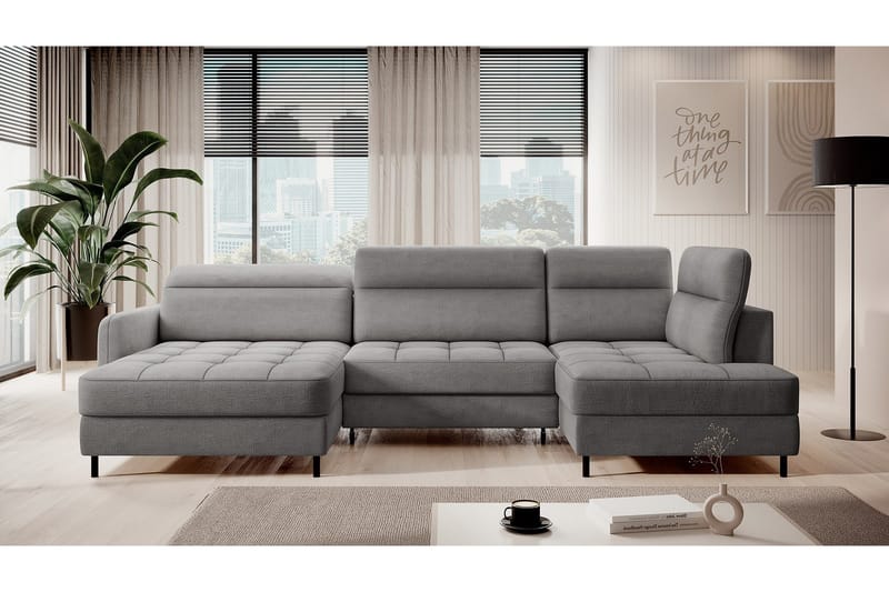 Berrto Sofa med Divan og Chaiselong 5-Pers. - Lysgrå - Møbler - Sofaer - U Sofa