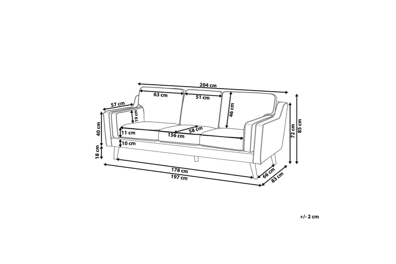 Bertha Sofa 3-personers - Beige/Mørkt træ - Møbler - Sofaer - 3 personers sofa