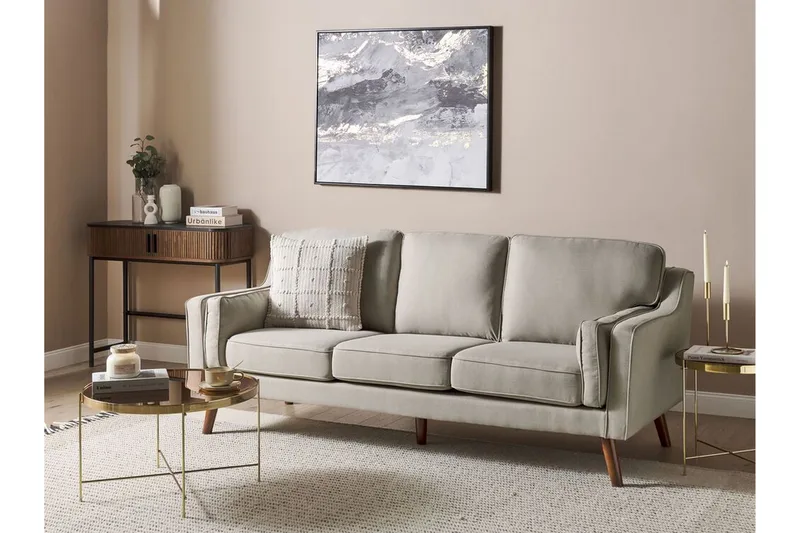 Bertha Sofa 3-personers - Beige/Mørkt træ - Møbler - Sofaer - 3 personers sofa