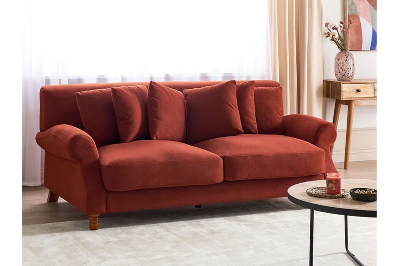 Bijan Sofa 2-personers - Rød/Mørkt træ - Møbler - Sofaer - 2 personers sofa