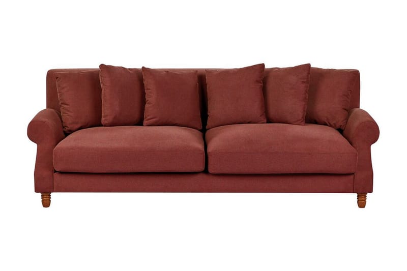 Bijan Sofa 3-personers, Rød/Mørkt træ