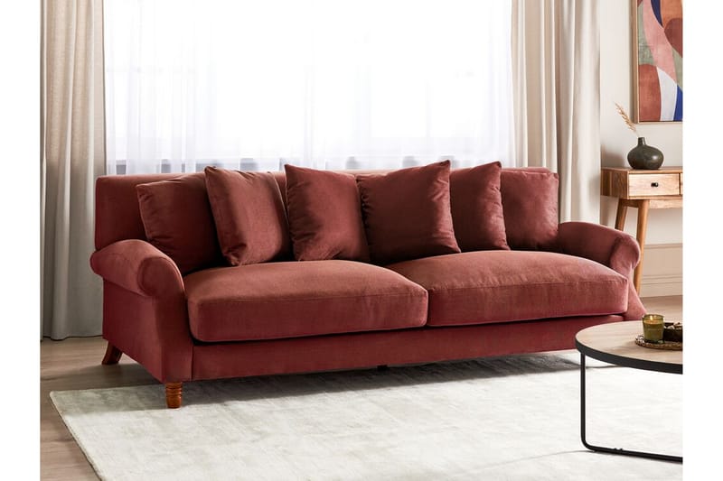 Bijan Sofa 3-personers - Rød/Mørkt træ - Møbler - Sofaer - 3 personers sofa
