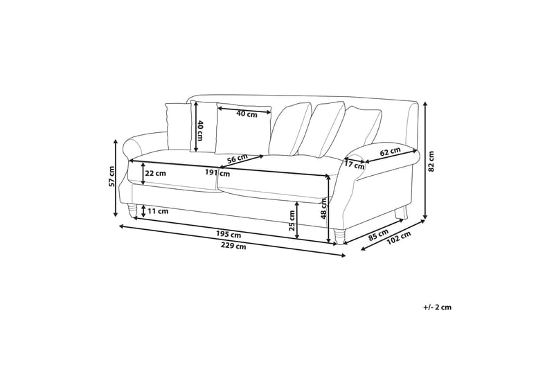 Bijan Sofa 3-personers - Rød/Mørkt træ - Møbler - Sofaer - 3 personers sofa