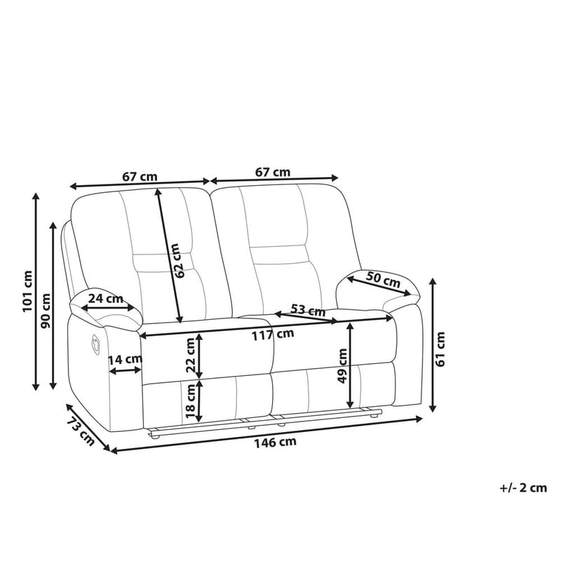 2-personers sofa Bergen - Beige - Møbler - Sofaer - Recliner sofaer - 2 personers biografsofa & reclinersofa