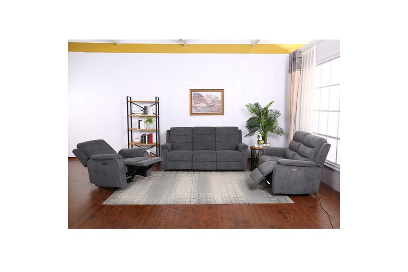 Mimi Reclinersoffa 3-sits Grå NO_BRAND Grey - Møbler - Sofaer - Recliner sofaer - 3 personers biograsofa & reclinersofa