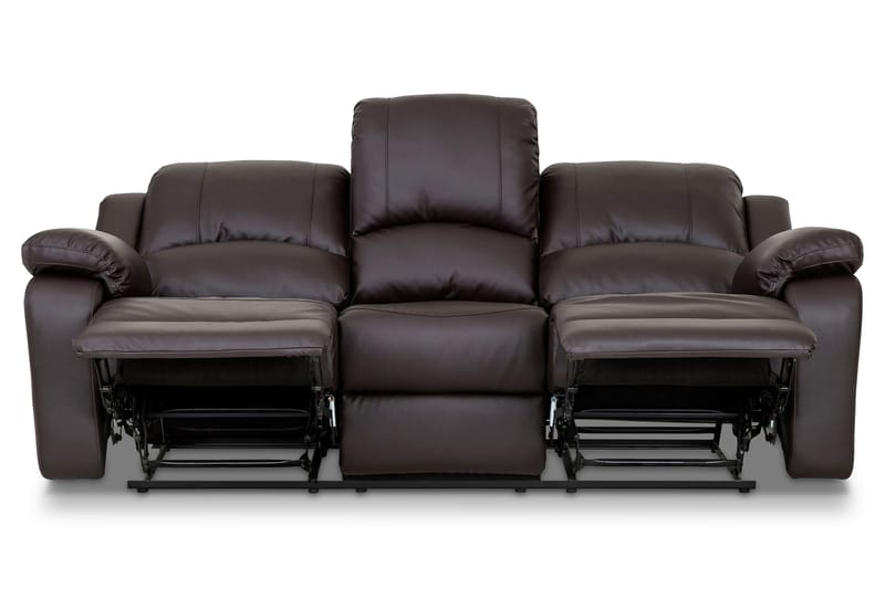 Norbo Reclinersofa 3-personers Kunstlæder - Brun - Møbler - Sofaer - Recliner sofaer - 3 personers biograsofa & reclinersofa