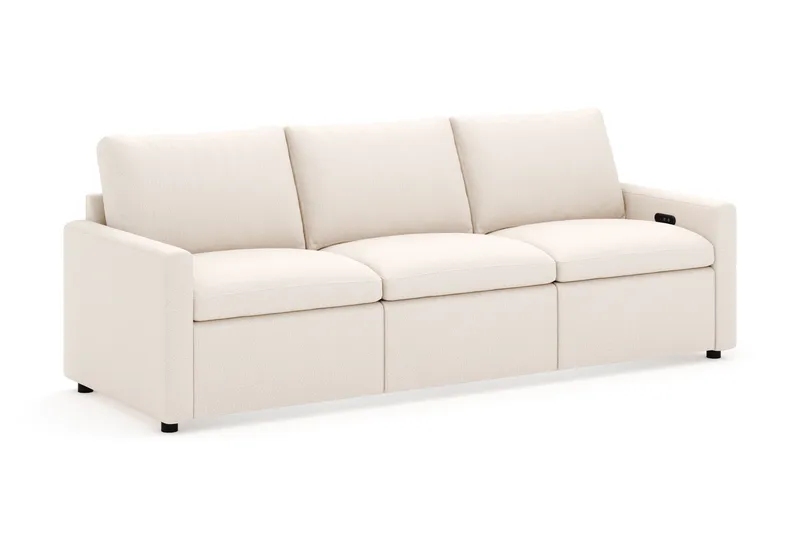 Barsele 3-personers Elektrisk Reclinersofa - Beige - Møbler - Sofaer - Recliner sofaer - 3 personers biograsofa & reclinersofa