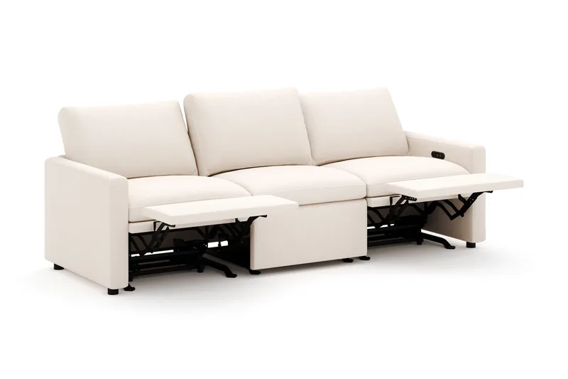 Barsele 3-personers Elektrisk Reclinersofa - Beige - Møbler - Sofaer - Recliner sofaer - 3 personers biograsofa & reclinersofa