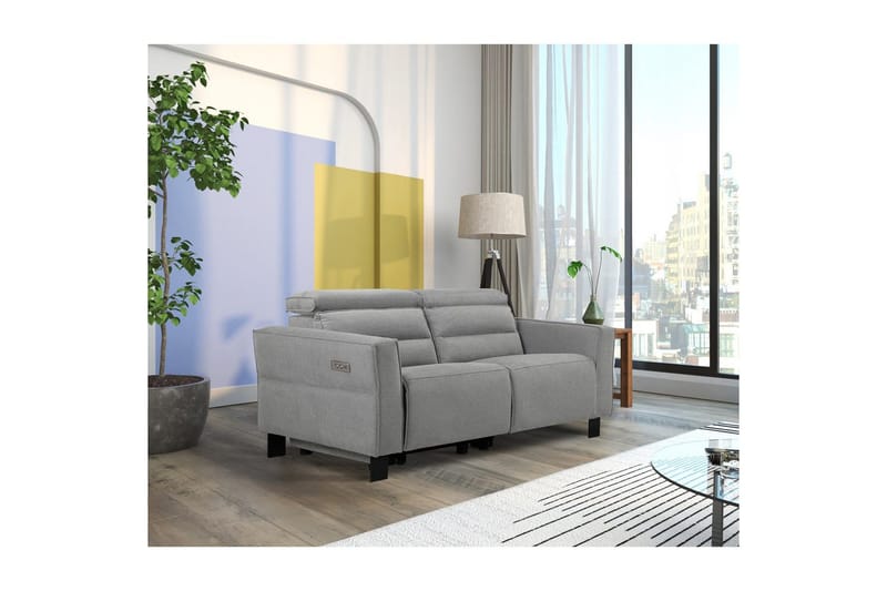 Carpari 2-personers Recliner-sofa 162 cm med Justerbare Nakkestøtter i Stof - Grå - Møbler - Sofaer - Recliner sofaer - 2 personers biografsofa & reclinersofa