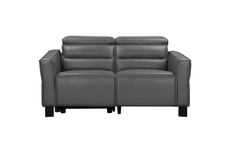 Carpari Dyb 2-personers Biosofa med Recliner i Kunstlæder, Grå