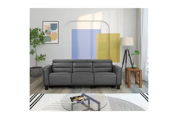Carpari Dyb 3-personers Biosofa 224 cm med Recliner i Kunstlæder - Antracit - Møbler - Sofaer - Recliner sofaer