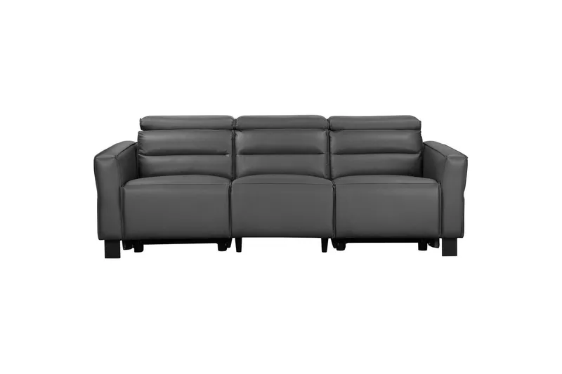 Carpari Dyb 3-personers Biosofa 224 cm med Recliner i Kunstlæder, Antracit
