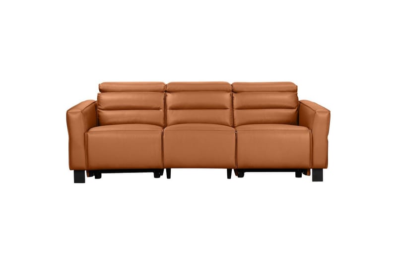 Carpari Dyb 3-personers Biografsofa 224 cm med Recliner i Kunstlæder, Brun