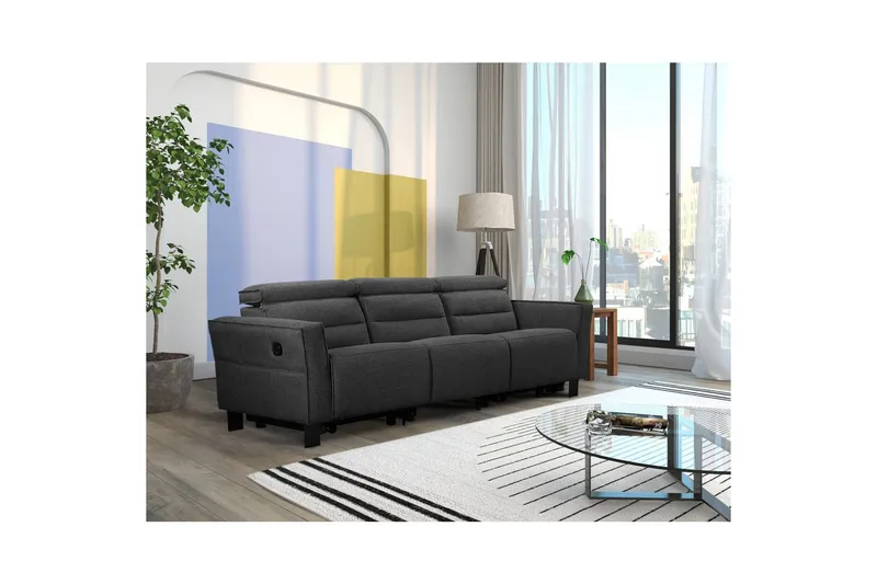 Carpari Reclinersofa 3-sæder - Grå - Møbler - Sofaer - Recliner sofaer - 3 personers biograsofa & reclinersofa