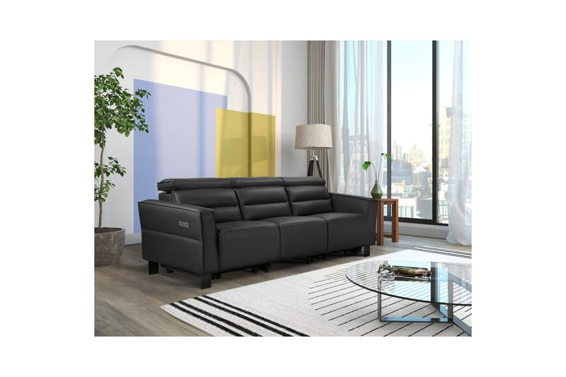 Carpari Reclinersofa 3-sæder - Sort - Møbler - Sofaer - Recliner sofaer - 3 personers biograsofa & reclinersofa