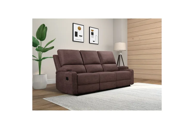Dallas Reclinersofa 3-sæder - Brun - Møbler - Sofaer - Recliner sofaer - 3 personers biograsofa & reclinersofa