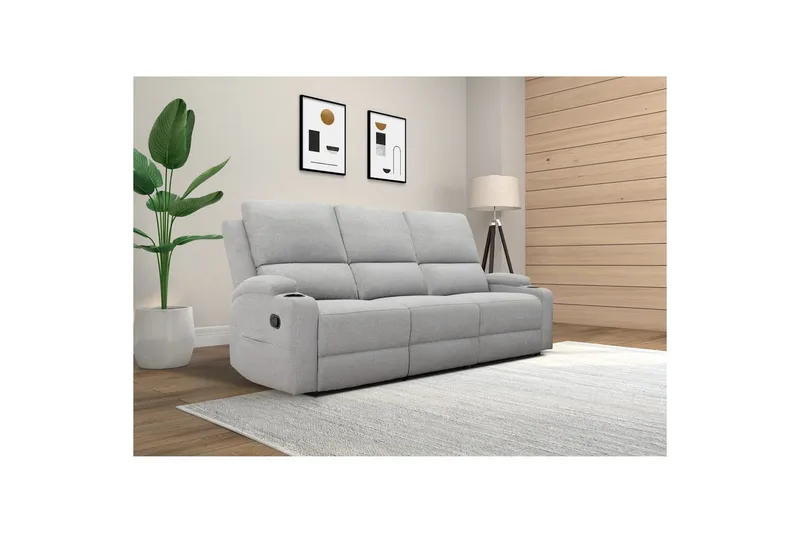 Dallas Reclinersofa 3-sæder - Grå - Møbler - Sofaer - Recliner sofaer - 3 personers biograsofa & reclinersofa