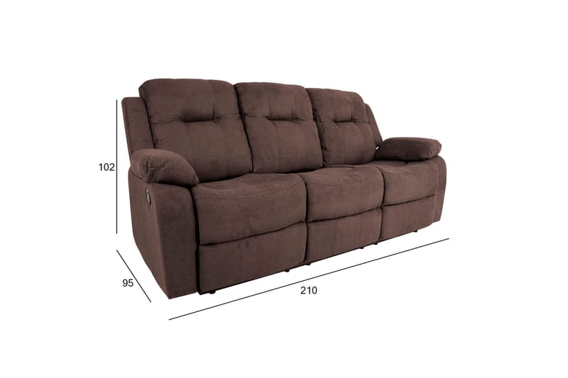 Dixon Reclinersofa 210x95x102 cm Brun - Recliner sofaer - 3 personers biograsofa & reclinersofa - 3 personers sofa