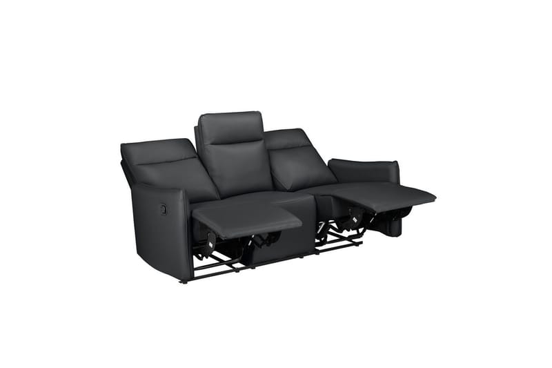 Lugo Recliner Sofa 3-sæders - Sort - Møbler - Sofaer - Recliner sofaer - 3 personers biograsofa & reclinersofa