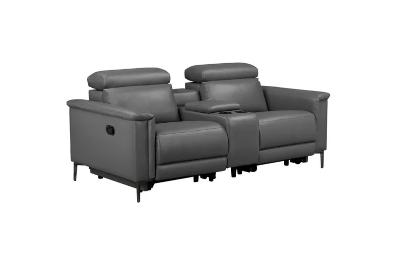 Lund 2-personers Reclinersofa med Opbevaring i Kunstlæder, Grå