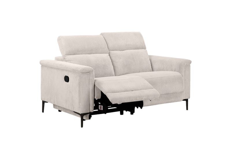 Lund 2-personers Rektangulær Reclinersofa i Fløjlskord - Lysebeige - Møbler - Sofaer - Recliner sofaer - 2 personers biografsofa & reclinersofa