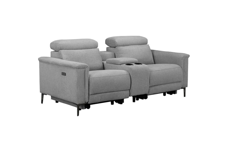 Lund 2-personers Reclinersofa 194 cm med Opbevaring i Manchesterstof, Grå