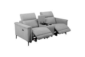 Lund 2-personers Reclinersofa 194 cm med Opbevaring i Manchesterstof - Grå - Møbler - Sofaer - Recliner sofaer - 2 personers biografsofa & reclinersofa