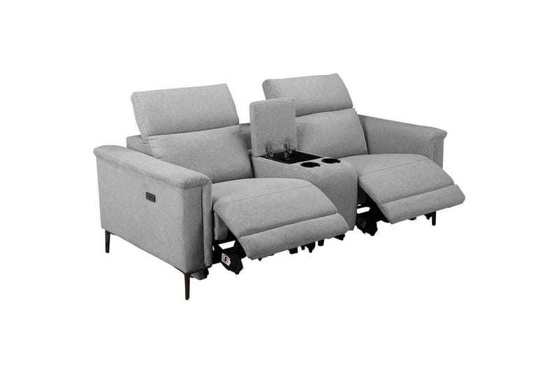 Lund 2-personers Reclinersofa 194 cm med Opbevaring i Manchesterstof - Grå - Møbler - Sofaer - Recliner sofaer - 2 personers biografsofa & reclinersofa