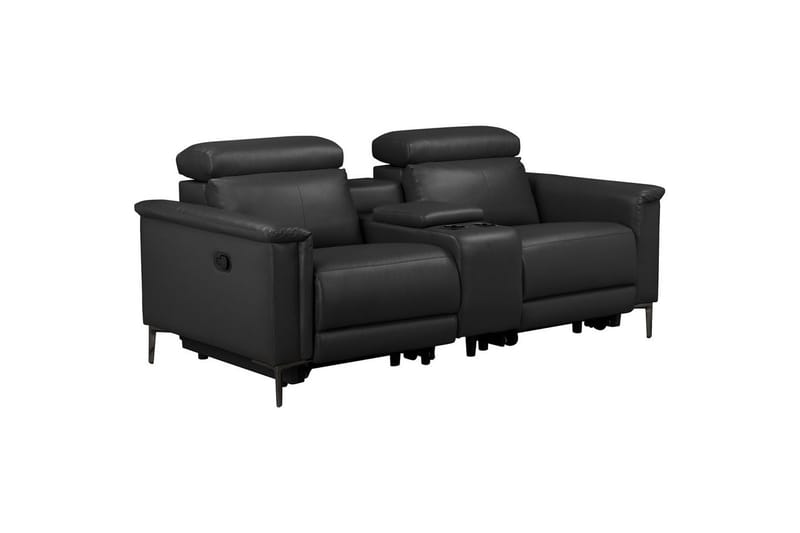 Lund 2-personers Reclinersofa med Opbevaring i Kunstlæder, Sort