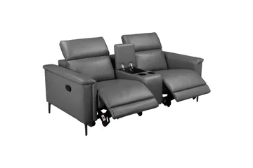 Lund 2-personers Reclinersofa med Opbevaring i Kunstlæder - Grå - Møbler - Sofaer - Recliner sofaer - 2 personers biografsofa & reclinersofa