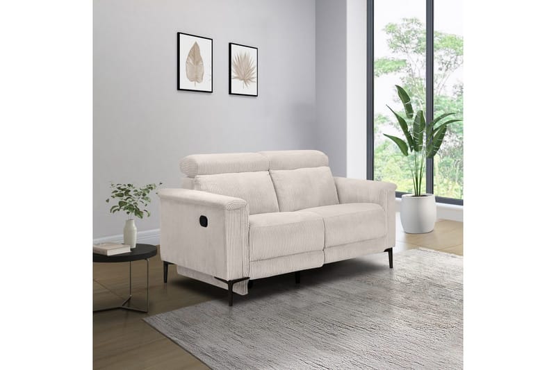 Lund 2-personers Rektangulær Reclinersofa i Fløjlskord - Lysebeige - Møbler - Sofaer - Recliner sofaer - 2 personers biografsofa & reclinersofa