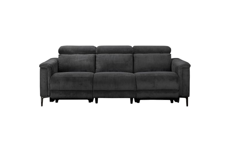 Lund 3-personers Rektangulær Biografsofa med Recliner 222 cm i Fløjlskord, Grå