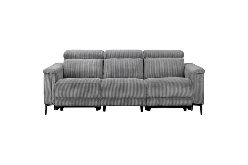 Lund 3-personers Rektangulær Biografsofa med Recliner 222 cm i Fløjlskord, Grå