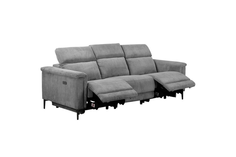 Lund Reclinersofa 3-sæder - Grå - Møbler - Sofaer - Recliner sofaer - 3 personers biograsofa & reclinersofa