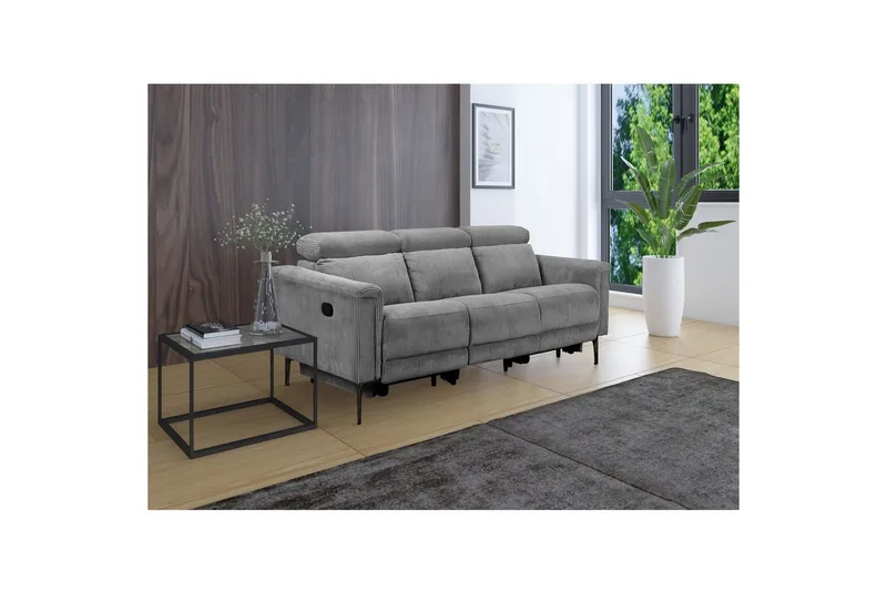 Lund Reclinersofa 3-sæder - Grå - Møbler - Sofaer - Recliner sofaer - 3 personers biograsofa & reclinersofa