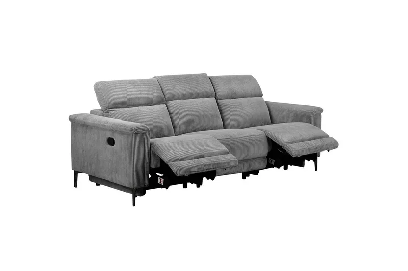 Lund Reclinersofa 3-sæder - Grå - Møbler - Sofaer - Recliner sofaer - 3 personers biograsofa & reclinersofa