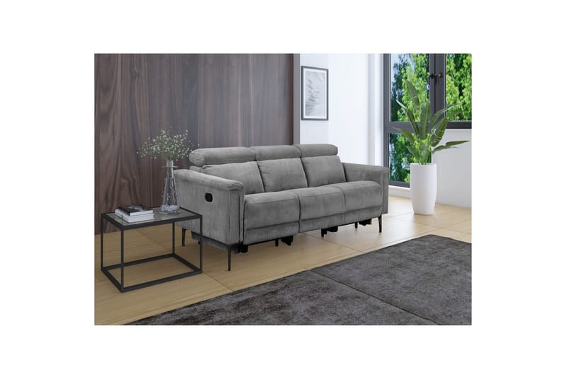 Lund Reclinersofa 3-sæder - Grå - Møbler - Sofaer - Recliner sofaer - 3 personers biograsofa & reclinersofa