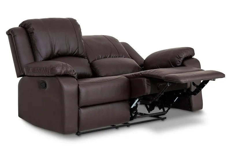 Norbo Lille Recliner Sofa 2-personers Kunstlæder - Fällbar sofa - Biografsofa - Brun - Møbler - Sofaer - Recliner sofaer - 2 personers biografsofa & reclinersofa