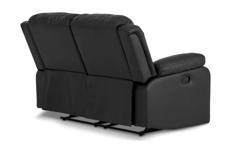 Norbo Lille Recliner Sofa 2-personers Kunstlæder - Fällbar sofa - Biografsofa - Sort - Møbler - Sofaer - Recliner sofaer - 2 personers biografsofa & reclinersofa