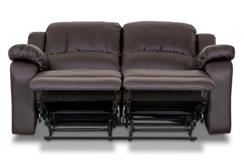 Norbo Lille Recliner Sofa 2-personers Kunstlæder - Fällbar sofa - Biografsofa - Brun - Møbler - Sofaer - Recliner sofaer - 2 personers biografsofa & reclinersofa