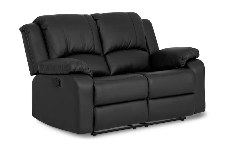 Norbo Lille Recliner Sofa 2-personers Kunstlæder - Fällbar sofa - Biografsofa - Sort - Møbler - Sofaer - Recliner sofaer - 2 personers biografsofa & reclinersofa