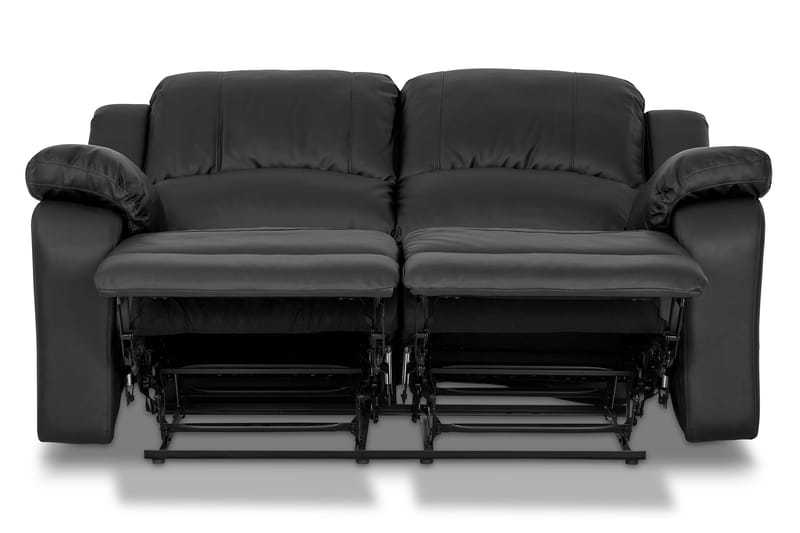 Norbo Lille Recliner Sofa 2-personers Kunstlæder - Fällbar sofa - Biografsofa - Sort - Møbler - Sofaer - Recliner sofaer - 2 personers biografsofa & reclinersofa