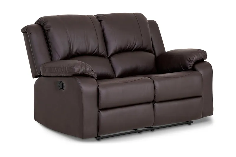 Norbo Lille Recliner Sofa 2-personers Kunstlæder - Fällbar sofa - Biografsofa - Brun - Møbler - Sofaer - Recliner sofaer - 2 personers biografsofa & reclinersofa