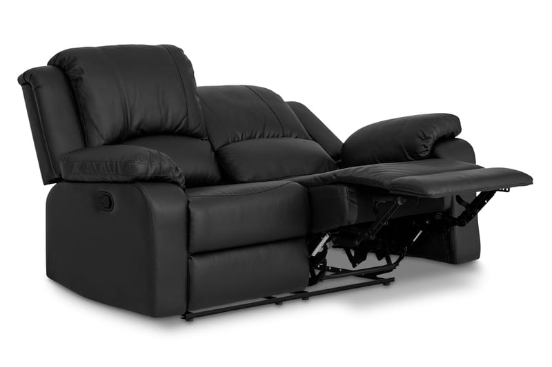 Norbo Lille Recliner Sofa 2-personers Kunstlæder - Fällbar sofa - Biografsofa - Sort - Møbler - Sofaer - Recliner sofaer - 2 personers biografsofa & reclinersofa