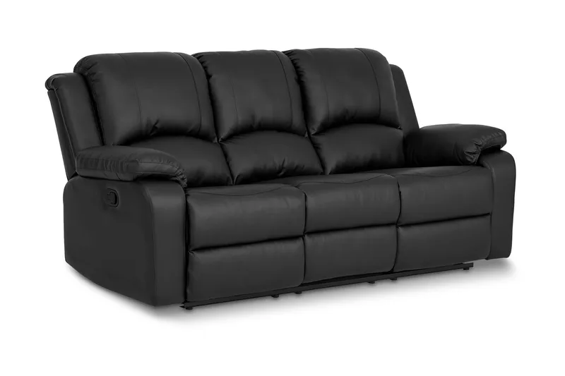 Norbo Skøn Recliner Sofa 3-personers Kunstlæder - Fällbar sofa - Biografsofa - Sort - Møbler - Sofaer - Recliner sofaer