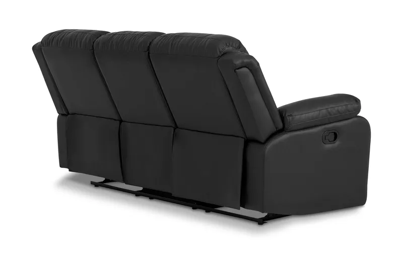 Norbo Skøn Recliner Sofa 3-personers Kunstlæder - Fällbar sofa - Biografsofa - Sort - Møbler - Sofaer - Recliner sofaer