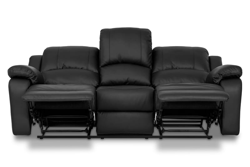 Norbo Skøn Recliner Sofa 3-personers Kunstlæder - Fällbar sofa - Biografsofa - Sort - Møbler - Sofaer - Recliner sofaer
