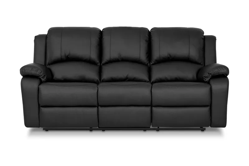 Norbo Skøn Recliner Sofa 3-personers Kunstlæder - Fällbar sofa - Biografsofa, Sort