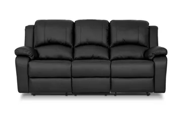 Norbo Skøn Recliner Sofa 3-personers Kunstlæder - Fällbar sofa - Biografsofa - Sort - Møbler - Sofaer - Recliner sofaer